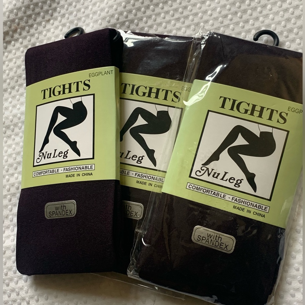 NuLeg Opaque Tights with Spandex. Color: Eggplant (3 pair)